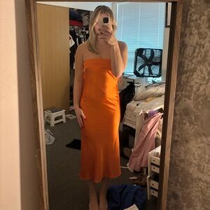 Midi Orange, Blue Blush boutique dress: size small